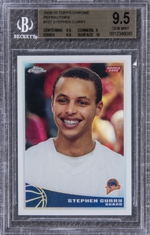 2009-10 Topps Chrome Refractors #151 Stephen Curry Rookie Card (#197/500) - BGS GEM MINT 9.5